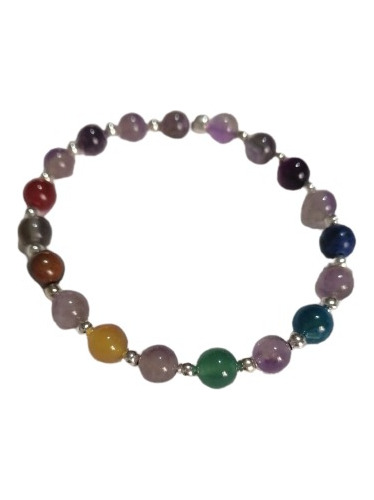 Pulsera 7 Chakras Amatista Mineral Agata Unisex Artesanal