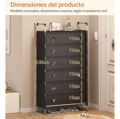 Zapateras Almacenamiento Zapatos En Plano 6 Niveles Color Negro