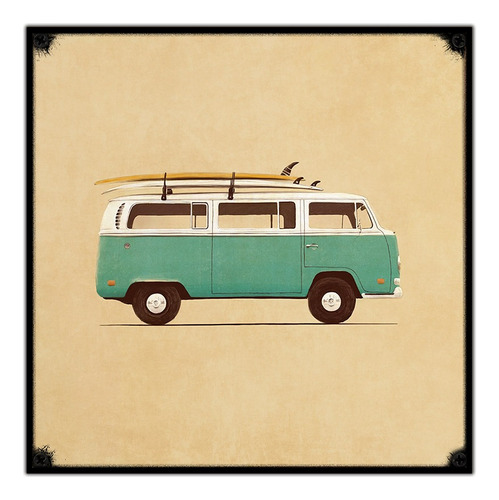 #474 - Cuadro Vintage 30 X 30 - Van Surf Vw Poster Retro