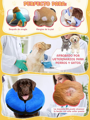 Collar Isabelino Inflable Anti Mordidas Para Perros Y Gatos Azul Collar Isabelino Inflable M