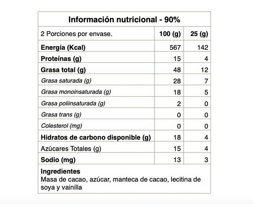Imagen 2 de 2 de Chocolate Negro 90% Cacao