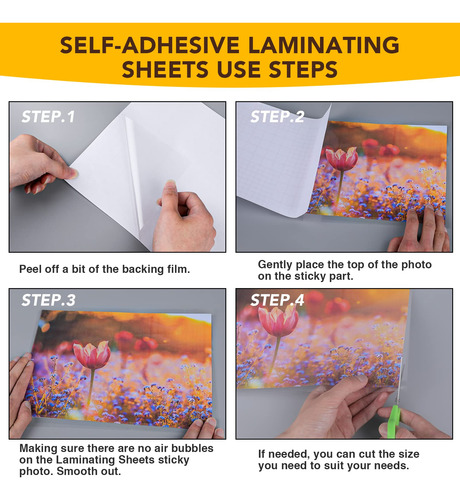 20 Hojas Laminadoras Autoadhesivas 9x12 Pulgadas Sin Calor