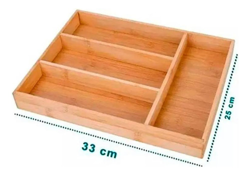 Porta Talher Bambu 5 Divisórias Utensílios Gaveta Garfo Faca