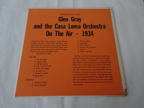 Glen Gray Casa Loma Orchestra  On The Air 1934 - Vinilo Jazz