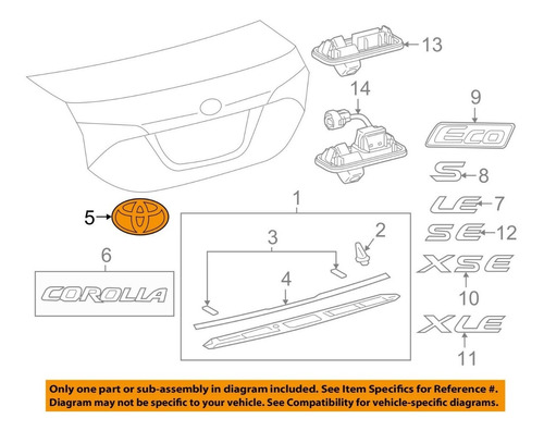 Emblema Maletera Toyota Corolla 2013 2014 Importado A 20 Dia