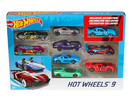 Hot Wheels - Paquete De 9 Carros Los Estilos Pueden Variar