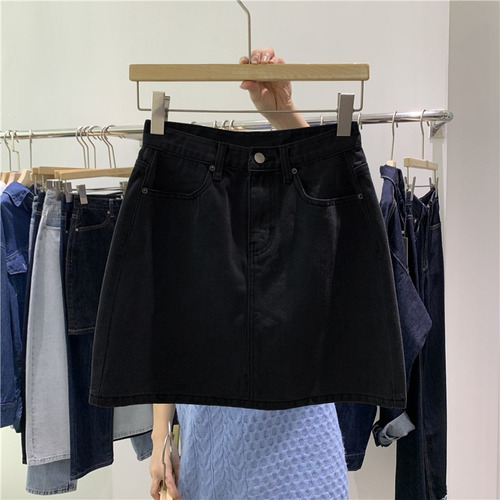 Minifalda De Mezclilla En A Para Mujer, Cintura Alta, Corte