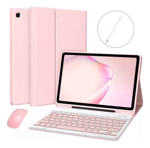 Funda Con Teclado Con Ñ Y Mouse Para Galaxy Tab A8 10.5 Rosa