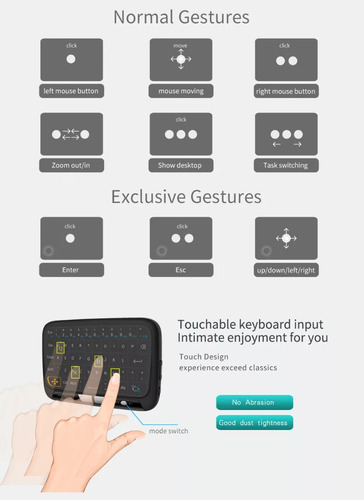 Teclado Sem Fio Mini Touchad Air Mice 2.4ghz Qwerty