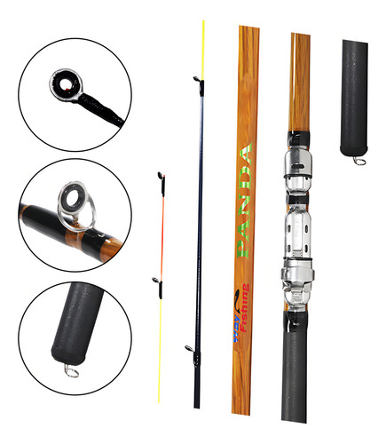 Kit Pesca Piau Molinete Cross Mini + Vara Telescópica 1,50m Cor Preto