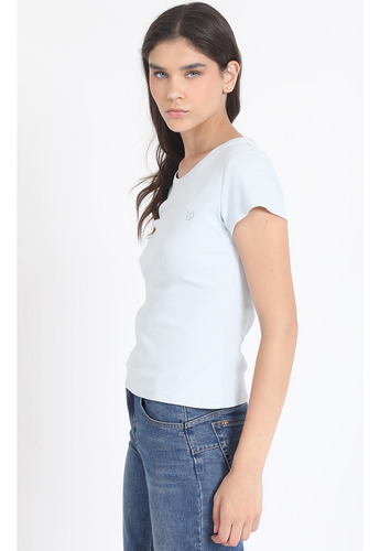 Polera Basica Algodón Ribb, Celeste Liola