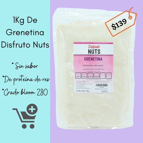 Imagen 2 de 10 de Grenetina 1kg Disfruto Nuts Reposteria Proteína Alimenticia