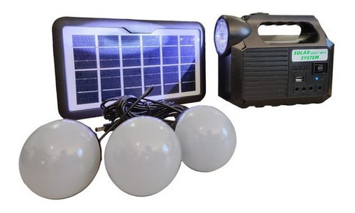 Kit Planta Solar Radio Portatil Linterna 3 Bombillos Camping