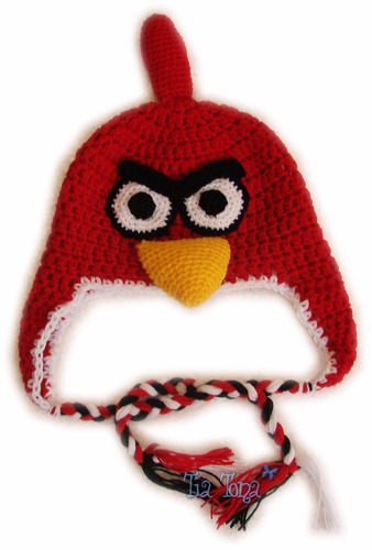 Gorros Orejeras  Angry Birds Trenzas Crochet Lana Hilo