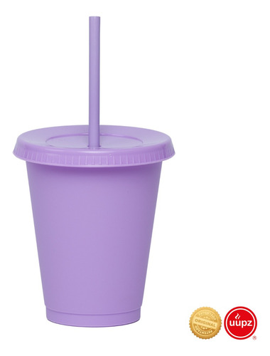 70 Vasos Reusables Con Popote Para Bebida Fría Mini 16 Oz Color MORADO PASTEL