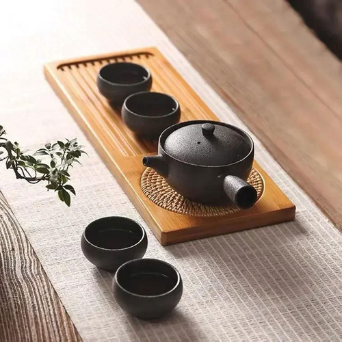Exquisita Bandeja De Té De Bambú: Elegante Tabla 41cmx15cm