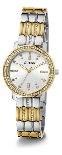 Reloj Guess Gw0612l2 Mujer Cuarzo Plastico Plateado Malla Dorado/plateado Bisel Strass/dorado