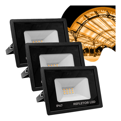 Kit 4 Super Led Refletor 30w À Prova D'água Ip67 Branco Quente Caturani