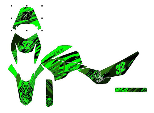 Graficos  Para  250z Negra Ita-lika Verde Neon