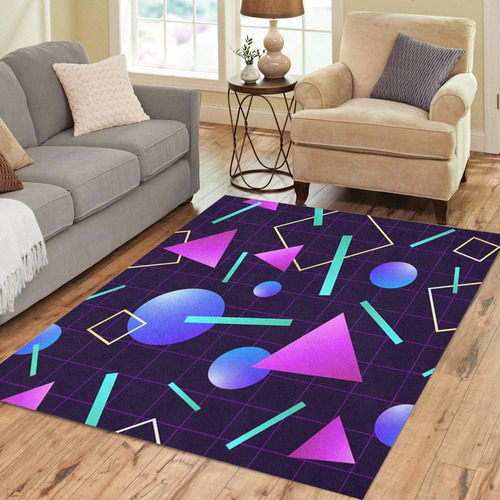 Pinbeam Area Rug Vaporwave 80 Pattern Retro 1980s Geometric 