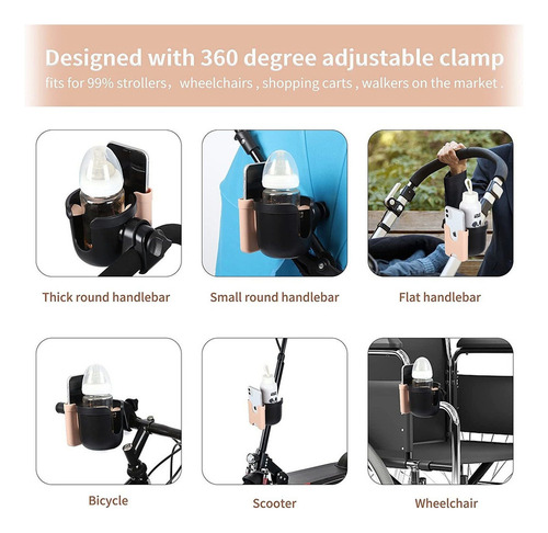 Portavasos Para Cochecito Con Soporte Para Teléfono 2 En 1