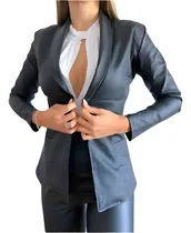 Comprar Saco Mujer Blazer Eco Cuero Engomado Simil Cuero Elastizado