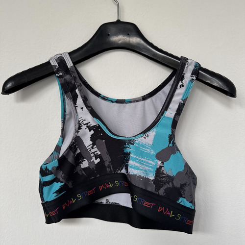 Top Deportivo Mujer Estampado Dual Street Original Negro Estampado S (Usado)