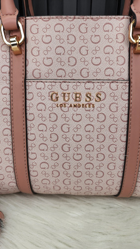 Bolsa Guess Sg959306 Nueva 100 % Original Con Etiqueta Rosa Pálido Estampado Oro Rosa Pálido
