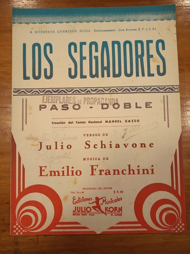 Los Segadores Paso Doble Schiavone Franchini Partituras