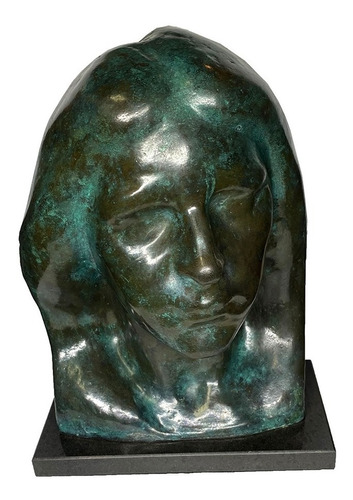 Vicente Larocca - Figura De Rosto De Mulher Em Bronze 