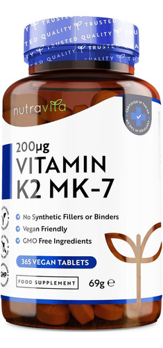 Vitamina K2 Mk7, 200mcg, 365 Capsulas Stock 