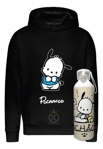 Poleron Pochacco + Botella En Aluminio 750ml - Hello Kitty - Perro Jugueton Curioso -  Estampaking