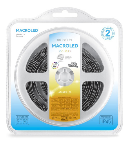 Tira Led Macroled B300-fw12 5050 Amarilla 12v Ip45