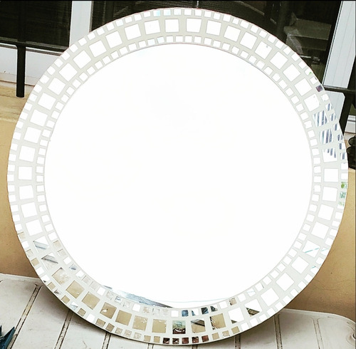 Espejo Circular Sol Blanco Art Deco Diseño Mosaiquismo 50