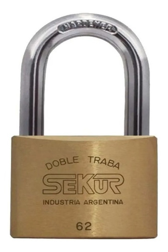 Candado Sekur 62mm Doble Traba A Bolilla De Acero Templado