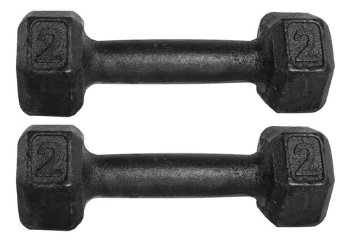 Par Halter Sextavado 02kg Pintado Exercício De Academia