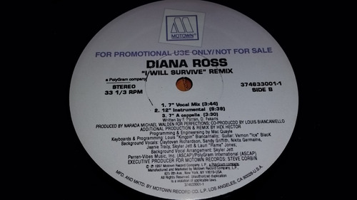 Diana Ross I Will Survive Vinilo Maxi Usa Promo 1997 Impecab