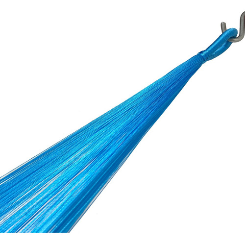 Imagen 6 de 7 de Hamaca Artesanal Maya De Nylon Alta Calidad Azul