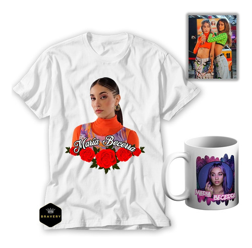 Remera María Becerra + Taza + Sticker . Trap - Pop -regueton