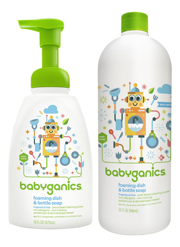 Babyganics - Kit De Recambio De Jabn De Espuma Para Platos Y