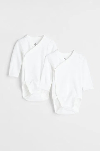 H&m | Bebé | Pack 2 Bodies De Manga Larga 1-2m | Blanco