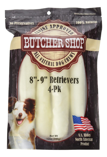 Butcher Shop 013151 8  -9  Natural Rawhide Retrievers (4 Pac