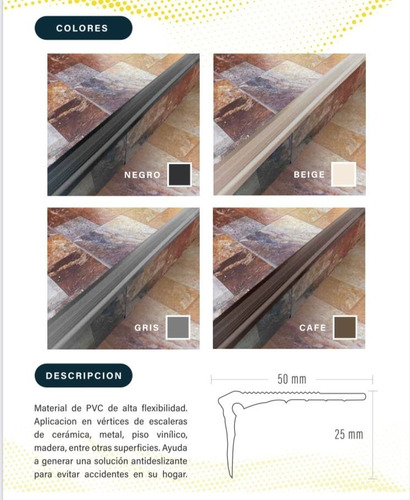 Imagen 2 de 6 de Nariz De Grada Pvc 1.20 Mts