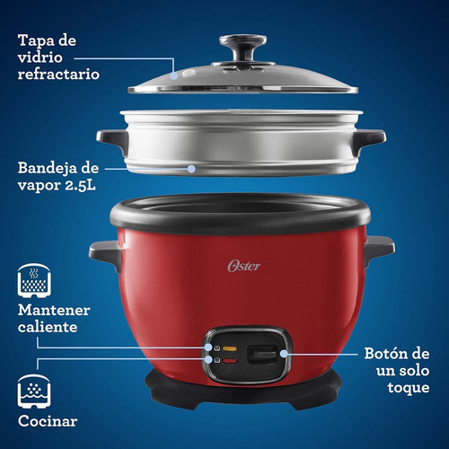 Olla Arrocera Multiusos Oster Roja Ckstrc5731r 1.8 Lts