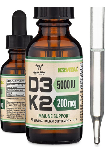 Double Wood Vitamina D3 + K2 1 Oz 30 Porciones Sabor Sin Sabor