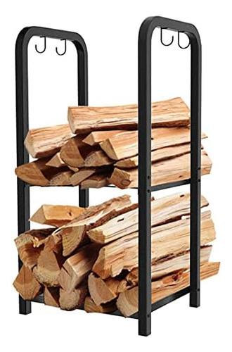 Small Firewood Rack Holder For Indoor Fireplace, 2-tier...