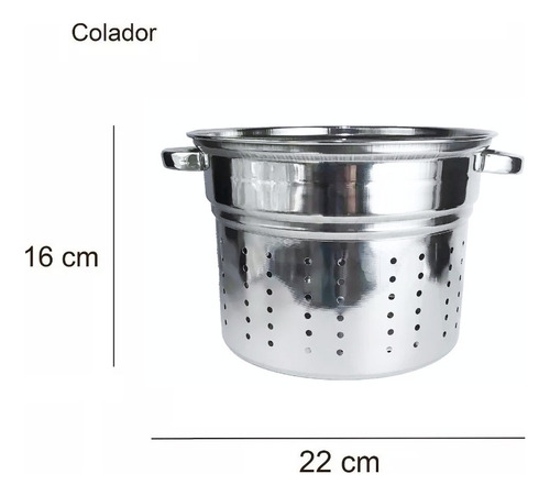 Olla Vaporera Y Colapasta De Acero Inoxidable 7 Litros 24cm