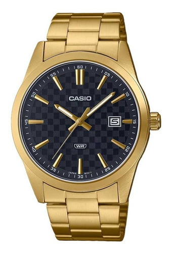 Reloj Casio Para Caballero Mtp-vd03g-1audf Dorado Color del fondo Negro