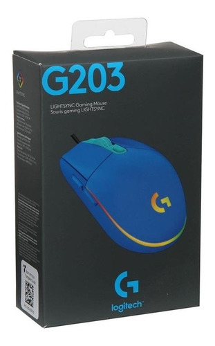 Mouse Logitech Gamer G203 8,000 Dpi Rgb - Azul