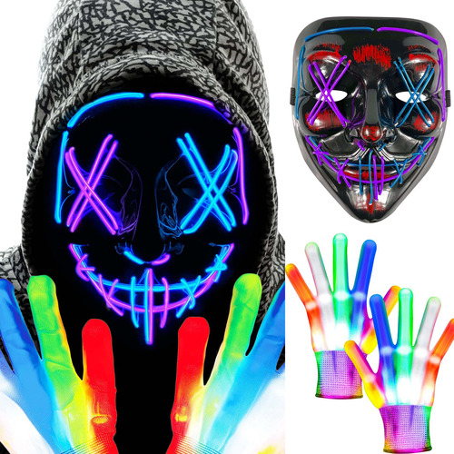 Conjunto De Guantes Led Con Máscaras De Purga Con Luz, Disfr